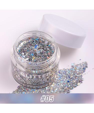 LANGMANNI Color Changing Holographic Glitter Gel - Vegan & Cruelty Free - 1.35 oz (5# Silver Fantasy) - Buy Online on GoSupps.com