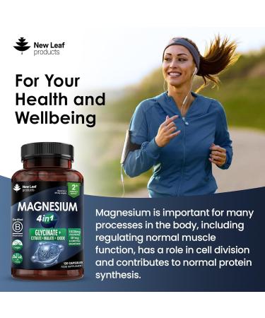 High Strength Magnesium Glycinate 4-in-1 Complex 2000mg - 120 Vegan Capsules, UK Made - Buy Online on GoSupps.com