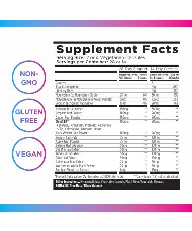 Livingood Daily Intestinal Cleanse | Para & Candi Cleanser Support - 56 Veg Capsules for Heart Skin & Gut Health - Non-GMO Gluten-Free Vegan - Buy Online on GoSupps.com