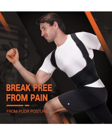 Adjustable Posture Corrector for Men & Women - Full Back Brace for Pain Relief - Scoliosis & Hunchback Support - Large Black - Buy Online on GoSupps.com