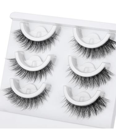 WiwoSEO Self Adhesive Eyelashes | No Glue Needed Natural Look Reusable & Waterproof - 3 Pairs Pack (A-16MM) - Fluffy Wispy Lash Extensions - Buy Online on GoSupps.com