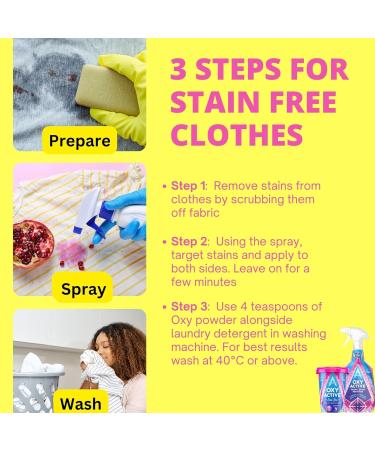 Fabric Stain Remover For Clothes Bundle - Set Includes Astonish Oxy Active Stain Remover Spray (750ml) and Oxy Active Stain Remover Powder (625g) With Sponge. - Buy Online on GoSupps.com