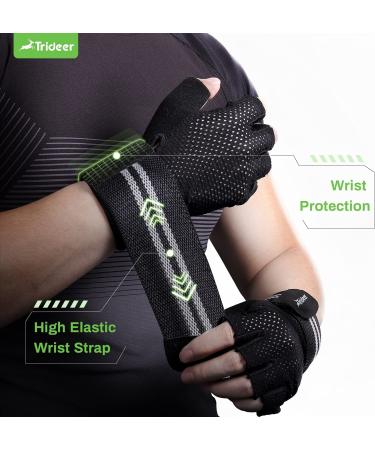 Trideer Breathable Weight Lifting Gloves with Wrist Straps - Grey, Large - Buy Online on GoSupps.com
