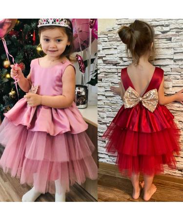 NNJXD Baby Girls Flower Princess Birthday Party Dress 730 Pink-a | Size 2-3 Years - Buy Online on GoSupps.com