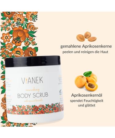 Vianek Nourishing & Smoothing Body Peeling - Vegan Natural Cosmetics for Back Acne Impure Skin & Ingrown Hair - 265g Apricot - Buy Online on GoSupps.com