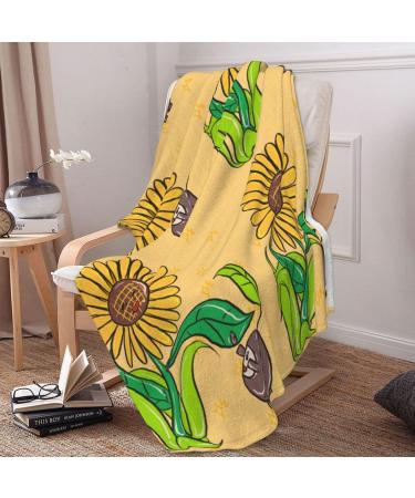 YYHHAOFA Sunflower Seeds and Sunflowers Pattern Flannel Blanket 66x90 in Thick : Skin-Friendly Warm and Comfortable Easy Care and Durable Black Thick - Buy Online on GoSupps.com