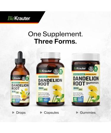 Dandelion Root Gummies - Vegan Digestive Support & Detox - 2000 mg Strength - Gelatin-Free - 60 Count - Buy Online on GoSupps.com