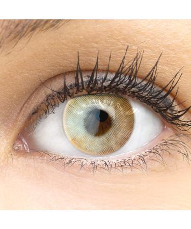 Glamlens Valencia Orange Braun + container |Very strongly covering natural brown contact lenses colored |Colored silicone hydrogel |1 pair (2 pieces) |Dia 14.20 |Without starch