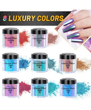 Chameleon Powder Pigment Set - 8 Color Changing Mica Powders for Epoxy Resin, Nails, Crafts & More - Buy Online on GoSupps.com