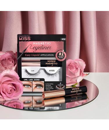 Magnetic Eyeliner & Lash Kit - KISS Lure, 1 Pair Synthetic False Eyelashes with 5 Double Strength Magnets, Smudge Proof Biotin Infused Black Eyeliner, Precision Tip Brush - 2 Piece Set - Buy Online on GoSupps.com