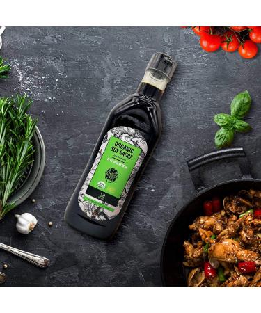 Soeos Organic Low Sodium Soy Sauce 16.2oz (480ml) - USDA Organic Dark Soy Sauce for Meat & Vegetables - Buy Online on GoSupps.com