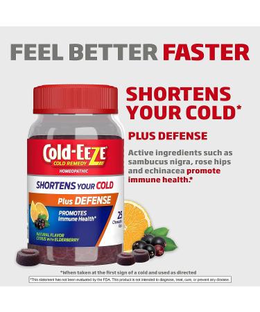 Cold-EEZE Plus Defense Natural Citrus & Elderberry Zinc Chewable Gels - 25 Ct - Buy Online on GoSupps.com