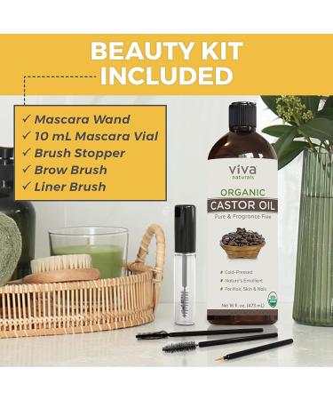 Viva Naturals Organic Castor Oil for Lashes & Brows - 16 fl oz | Boost Growth & Nourish - Buy Online on GoSupps.com
