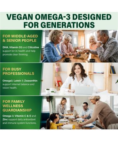 Omega-3 Supplement Gummies for Women & Men - 1000mg Vegan Omega3 DHA & EPA with Turmeric, Vitamin D3, K2, Citicoline for Overall Health - Algae Oil Omega 3 Fatty Acid Supplements, Sugar-Free Mango 60 Count (Pack of 2) - Buy Online on GoSupps.com