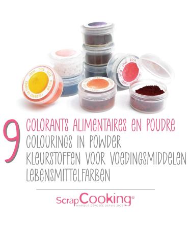 Scrapcooking 9x Food Colors Powder Set - Vibrant Cake & Macaron Colors Blue Yellow Pink Violet Orange Green Red Black - Perfect for Baking & Decorating - Buy Online on GoSupps.com