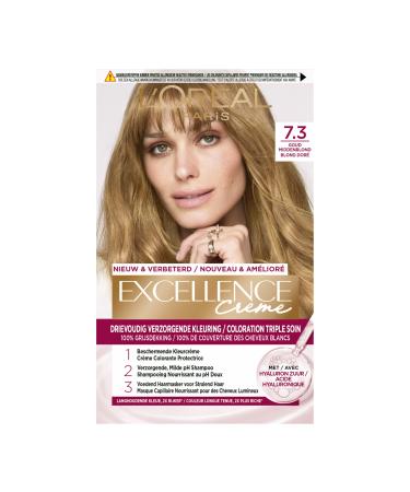 L'Oreal LOr al Paris Excellence Cr me Gold Medium Blonde 73 Permanent Hair Color Contains protective cream coloring a gentle pH shampoo and a nourishing hair mask