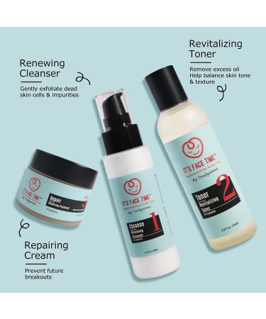 3-Step Acne Care Kit for Kids Pre-Teens & Teens - Cleanser Toner & Treatment for Clear Skin - Buy Online on GoSupps.com