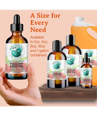 Buy Bella Terra Organic Rosehip Facial Oil 8 oz | Rich in Essential Fatty Acids & Antioxidants for Glowing Skin | Elevate Your Daily Face Ritual - Buy Online on GoSupps.com