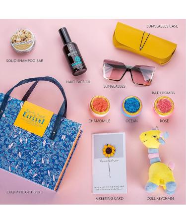 Happy Birthday Spa Gift Set for Women - Bath and Body Gift Box with Bubble Bath, Bath Bombs, Hair Care, Shampoo Bar, Sunglasses - Perfect ThankYou Gift - Buy Online on GoSupps.com