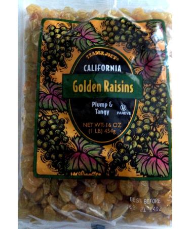 Trader Joe's California Golden Raisins Plump & Tangy /160z. 454g. (Pack of 3)