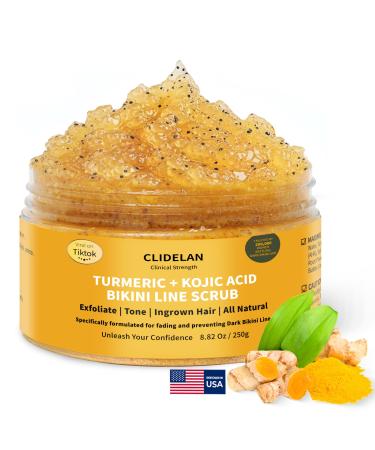 Exfoliating Body Scrub Ingrown Hair Treatment Bikini Area Exfoliator Razor Bumps Treatment for Women Kojic Acid Turmeric &AHA/BHA Smooth Brighten& Even Skin Tone for Bikini Underarm &Inner Thighs 1 1 Count (Pack of 1)