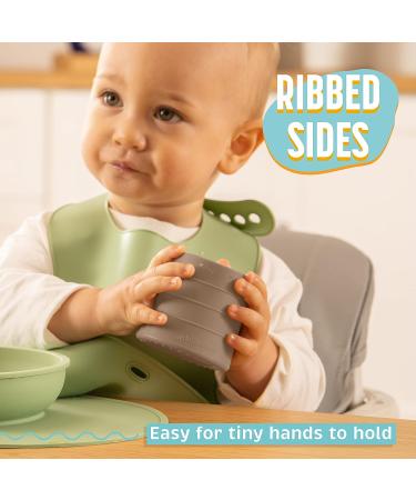 UpwardBaby Silicone Cups 2pc Set - Transition Baby Open Cup, Spill-Proof Toddler Cups for Baby Led Weaning, Dishwasher Safe - Gray - Buy Online on GoSupps.com
