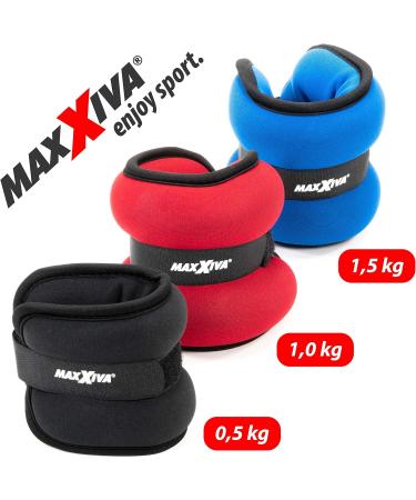 MAXXIVA Running Weight Set - 2 x 1.0 kg Adjustable Weight Cuffs for Arms & Legs | Iron Sand Filling for Strength Training & Rehab Fitness - Buy Online on GoSupps.com