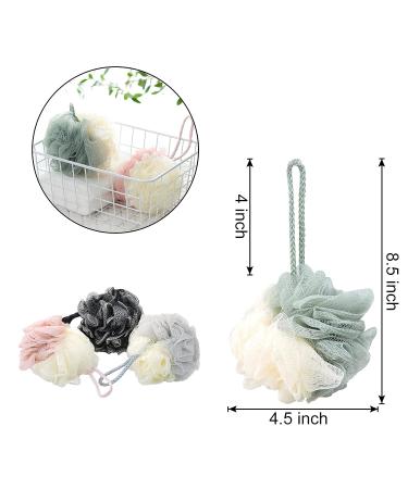WishLotus Shower Bath Sponge 4pcs Set - Super Soft & Colorful Body Exfoliating Loofah for Men and Women - Big Full Lather Cleanse - Shower Mesh in Black, Green, Pink, Grey - Buy Online on GoSupps.com