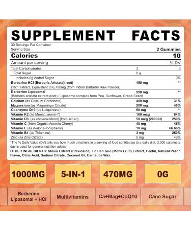 LILICARE 2Pack Berberine Supplement Gummies & 1Pack 5HTP Liquid Filled Gummies for Adults & Kids 8+ Sugar Free - Buy Online on GoSupps.com