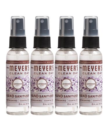 Mrs. Meyer's Clean Day's Antibacterial Hand Sanitizer Spray, Travel Size, Removes 99.9% of Bacteria, Lavender Scent, 2 oz - Pack of 4 Lavender 2 Fl Oz (Pack of 4)