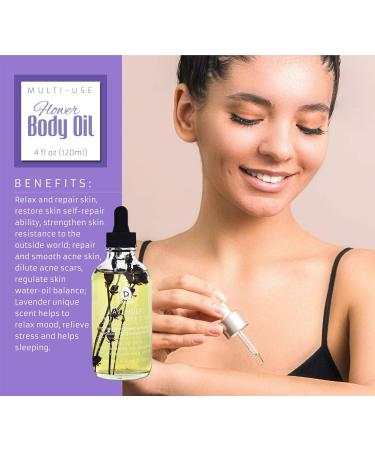Pursonic Multi-use Lavender Body Oil - 4 oz | Premium Flower Oil for Hydration & Relaxation | International Shipping Available - Buy Online on GoSupps.com