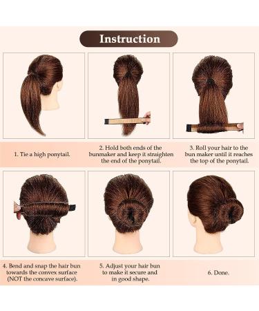 Magic Hair Bun Maker Donut 2 PCS - French Twist Styling Tool with Bobby Pins & Elastic Bands - Brown - Buy Online on GoSupps.com