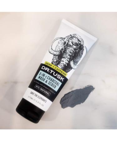 Dr. Tusk 2-in-1 Men's Face Scrub & Mask | Charcoal Cleanser with Clay, Hempseed Oil & Caffeine | Natural Skincare 5.9 fl oz - Buy Online on GoSupps.com