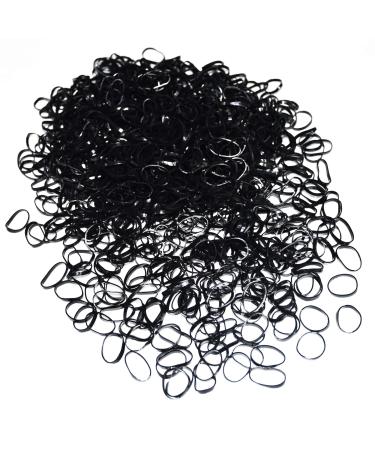 Mini Hair Rubber Bands 500pcs Black Elastic Hair Bands Soft Hair Elastics Ties Bands for Kids Hair Braids Hair Wedding Hairstyle and More