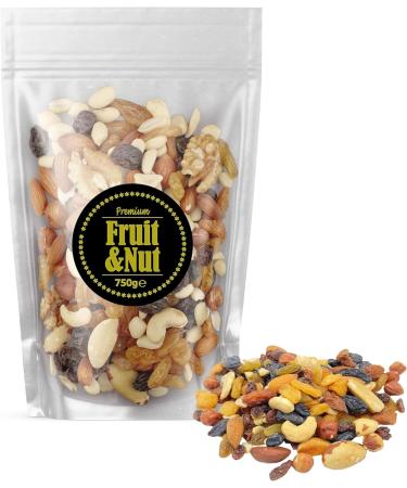 Fruit & Nut Mix 750g Nuts and Raisins. Resealable Bag. Walnut Hazelnut Almond Cashew Brazil nut Blanched Peanut Flame Raisin Gold Raisin. Perfect on the go or Breakfast Topper - Buy Online on GoSupps.com