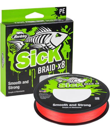 Berkley Sick Braid-8-fold fishing line super smooth 8-way multifade PE predatory fishing mesh fishing lines 150-300 m for fresh water or salt water sea fishing 0.08mm |6.0kg |13LB |150m red