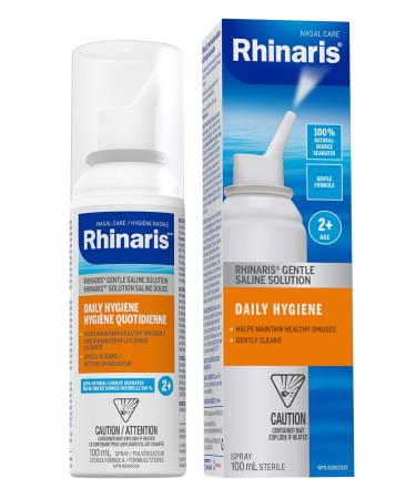 Rhinaris Rhinaris Daily Hygiene - Isotonic Gentle Saline Solution 100ml - Natural Source Seawater Preservative Free Nasal Spray for Men Women & Kids - Relieves Dryness - Maintains Healthy Sinuses Gentle Formula