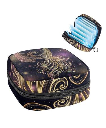 Gold-colored peacock ladies-napkin storage bag female menstrual cups breastfeeding pillow holder tampon bag portable period bag for women teenagers girls 1 piece of multicolored 10