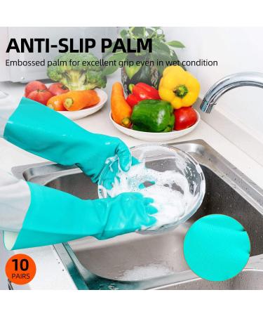 VGO 10 Pairs Reusable Household Gloves - Nitrile Latex-Free Waterproof Kitchen & Gardening Gloves (L Green) - Durable Dishwashing & Cleaning Gloves - Buy Online on GoSupps.com