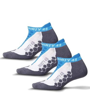 Thirty48 Running Socks for Men and Women Features Coolmax Fabric That Keeps Feet Cool & Dry - 1 Pair or 3 Pairs 3 Pairs Blue/Gray Large