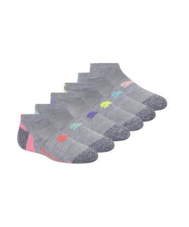 PUMA Kids' 6 Pack Low Cut Socks 9-11 Grey/Pink