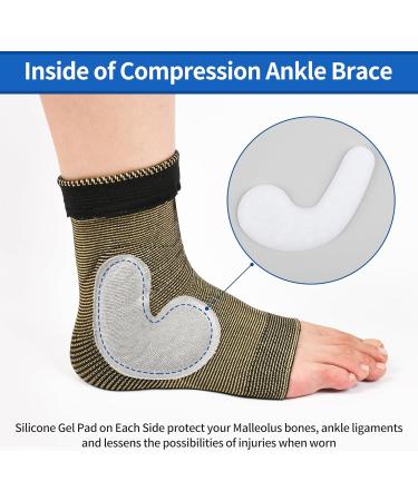 NeoAlly Copper Ankle Support Brace - Compression Sleeve for Plantar Fasciitis & Achilles Tendon Pain Relief - Medium & X-Large Sizes Available - Buy Online on GoSupps.com