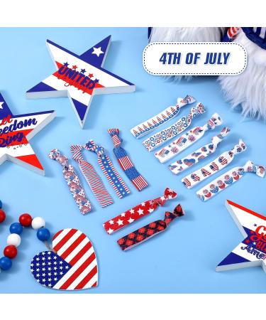 Patriotic Hair Ties Bulk - 60 Pieces Red, White, Blue Ribbon Hair Bands for 4th of July - Flag Style Hair Holders for Girls and Women - Buy Online on GoSupps.com