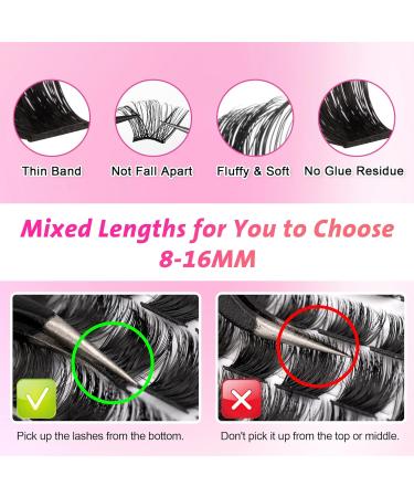 Cluster Lashes Extension Kit - 0.07D Volume, 8-16MM | Self-Application with Glue & Tweezers - Buy Online on GoSupps.com