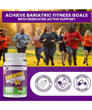 Procare Health Bariatric Multivitamin with Iron 45mg Chewable (30 Tablets) - Fruit Punch Flavor Bariatric Multivitamin Chewable Pills for Gastric Bypass & Sleeve Gastrectomy Patients (01 Month Supply) 30 Count (Pack of 1) - Buy Online on GoSupps.com
