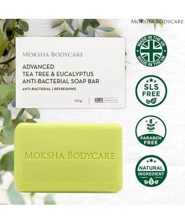 Tea Tree Oil and Eucalyptus Soap Bar - Made In U.K Tea Tree Antifungal Scrub Soap Bar for Acne Spots Blackheads | Paraben and Cruelty FREE - 100g - Buy Online on GoSupps.com