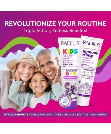 Radius Kids Super Duper Immunity Power Toothpaste 2.5 Oz - Super Duper Bubble Berry Mint - Pack of 1 Super Duper Bubble Berry Mint 2.5 Ounce (Pack of 1) - Buy Online on GoSupps.com