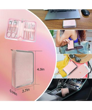Women's Manicure Set 10 in 1 Nail Clipper Kit with Luxury Leather Bag - Pink | Travel-Friendly & Great Gift Choice - Buy Online on GoSupps.com