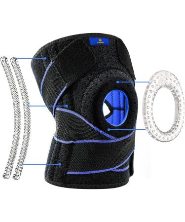 ABYON Upgraded Adjustable Knee Braces with Side Stabilizers - Effective Knee Pain Relief for Meniscus Tears, ACL, MCL Injuries - Non Slip, Adjustable Support - Large, Blue (1 Pack) - Buy Online on GoSupps.com
