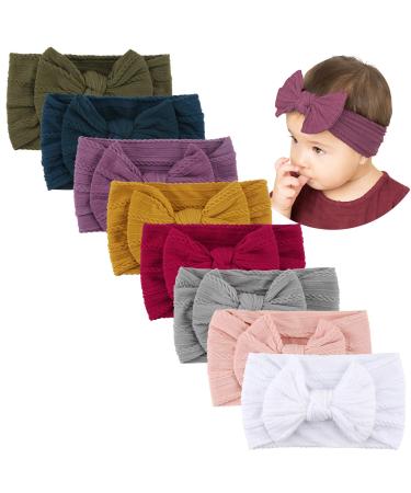 8PCS Baby Nylon Headbands Hair Bows for Baby Girls Babies Newborn Infant Toddler 0-3 0-6 6-12 Months